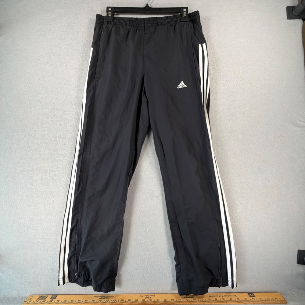 Adidas Mens S Clima 365 Track Pants Black White 3 Stripe Mesh Lined Wind Pants